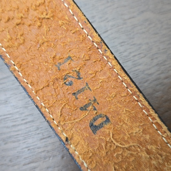 WESTERN Striped Leather Belt with Silver Buckle 44 - Picture 5 of 6